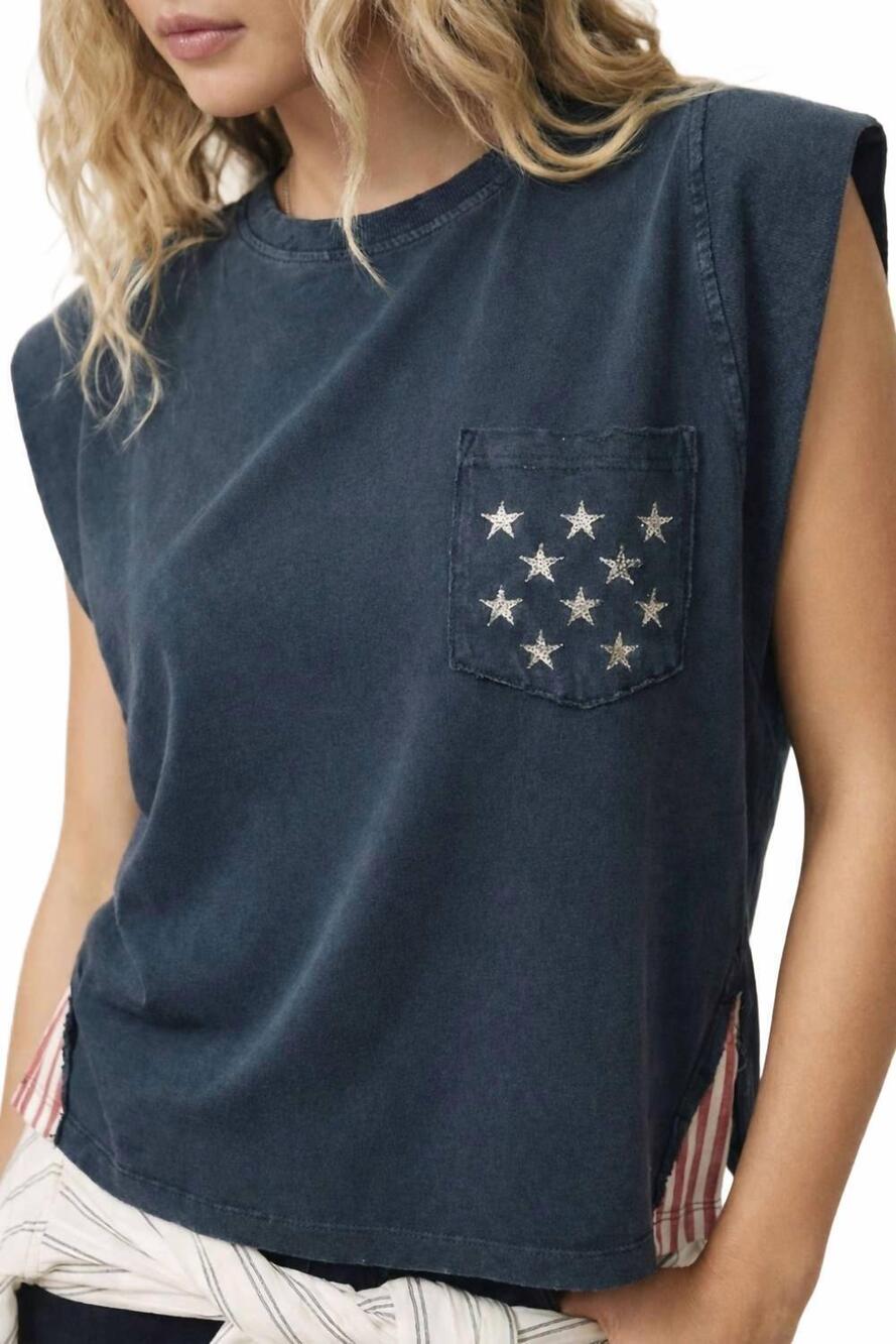 NEW KORI star pocket tank top in navy - Picture 3 of 4